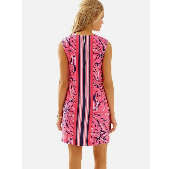 Lilly Pulitzer Iona Bright Navy Flirty Engineered Flowy Shift Dress size M - Picture 4 of 8